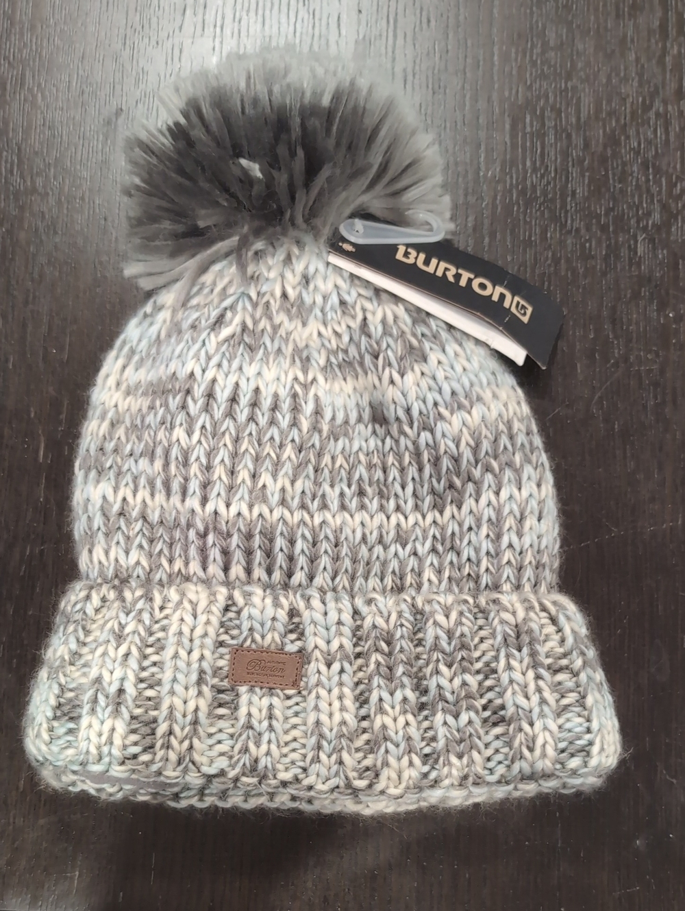 Burton Gray & Cream Knit Pom Beanie
